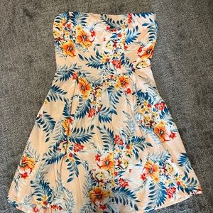 Strapless floral dress, casual - Forever21